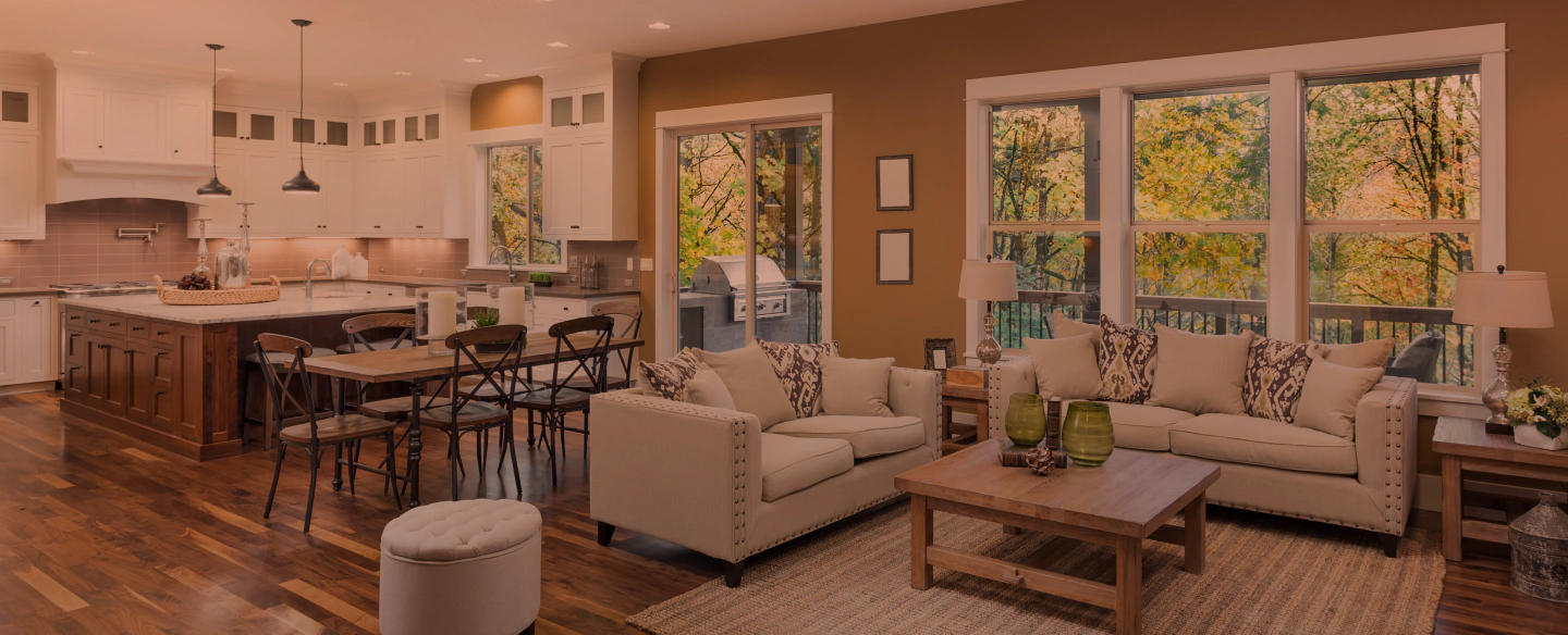 new renovated living room and kitchen area